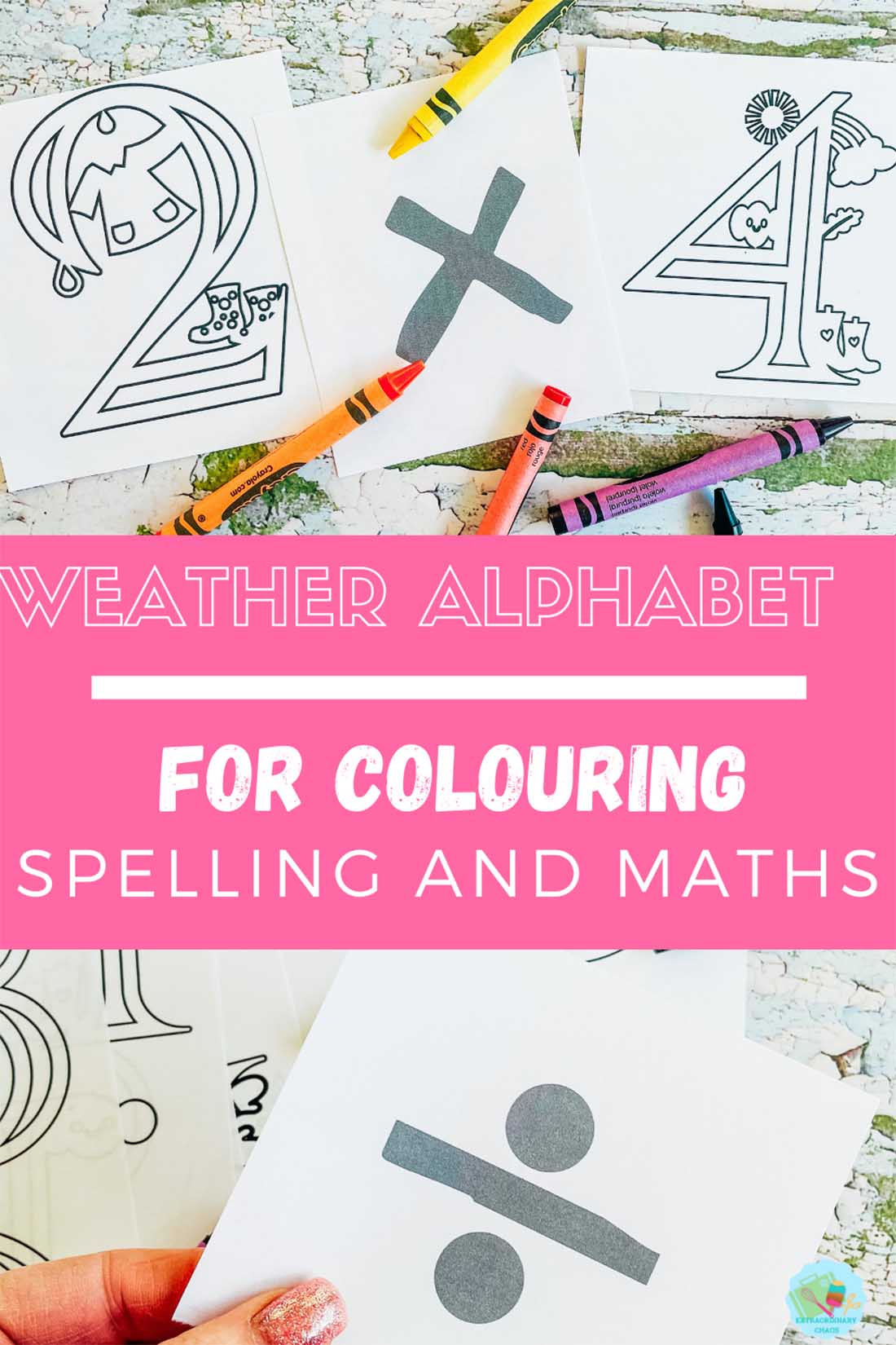 printable weather alphabet for colouring spelling and maths for home school with kids