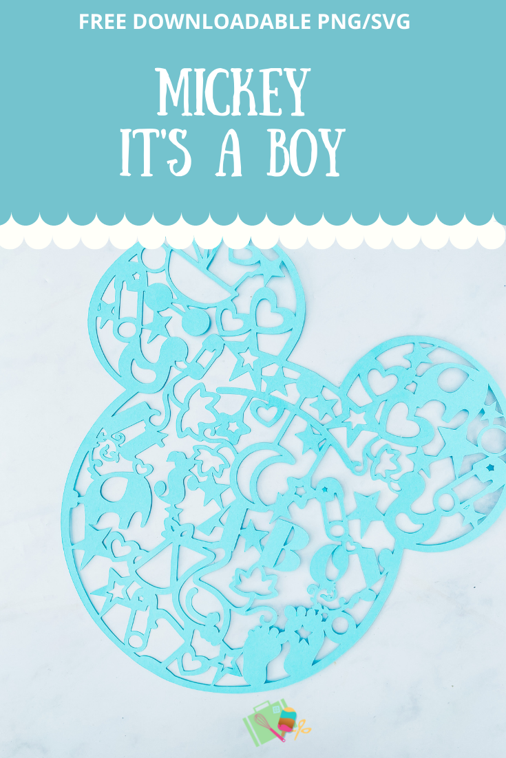Downloadable Mickey themed its a boy cut file for new baby gifts and scrapbooking