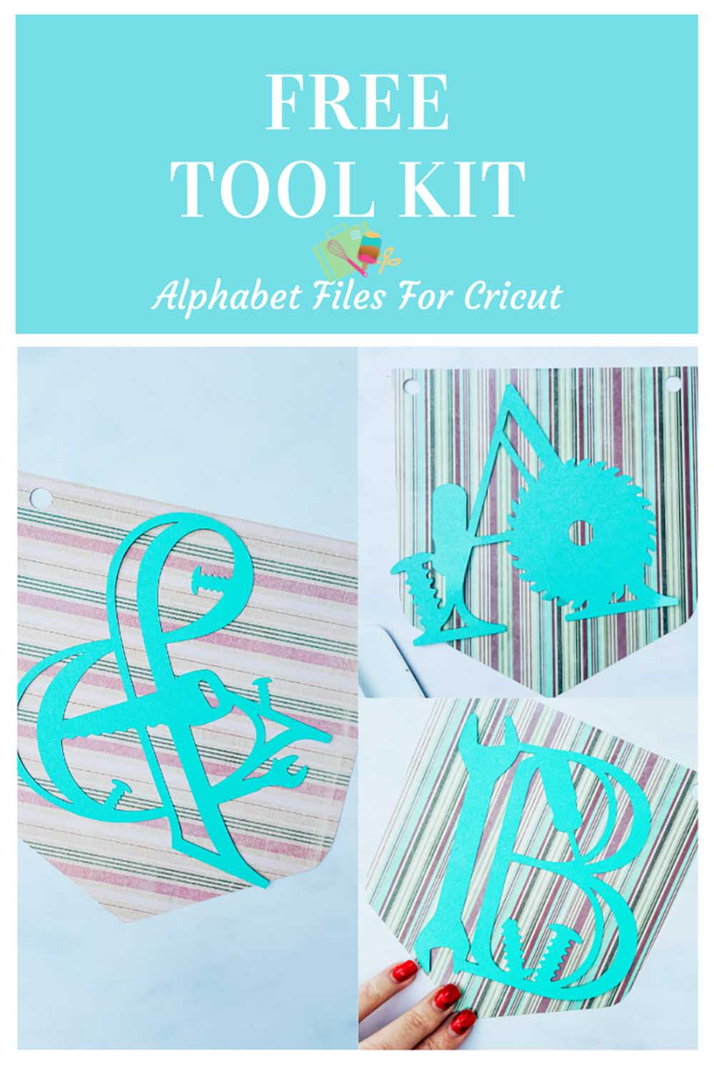 Free downloadable Cricut Tool kit alphabet and numbers for Cricut projects, card making and scrapbooking layouts-3