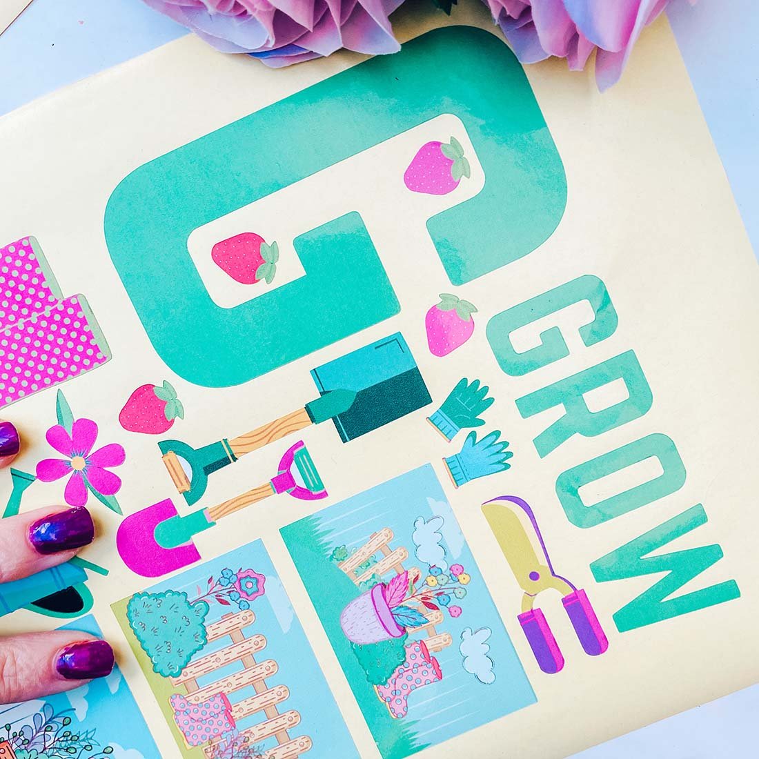 Free downloadable Gardening themed stickers for crafting and scrapbooking