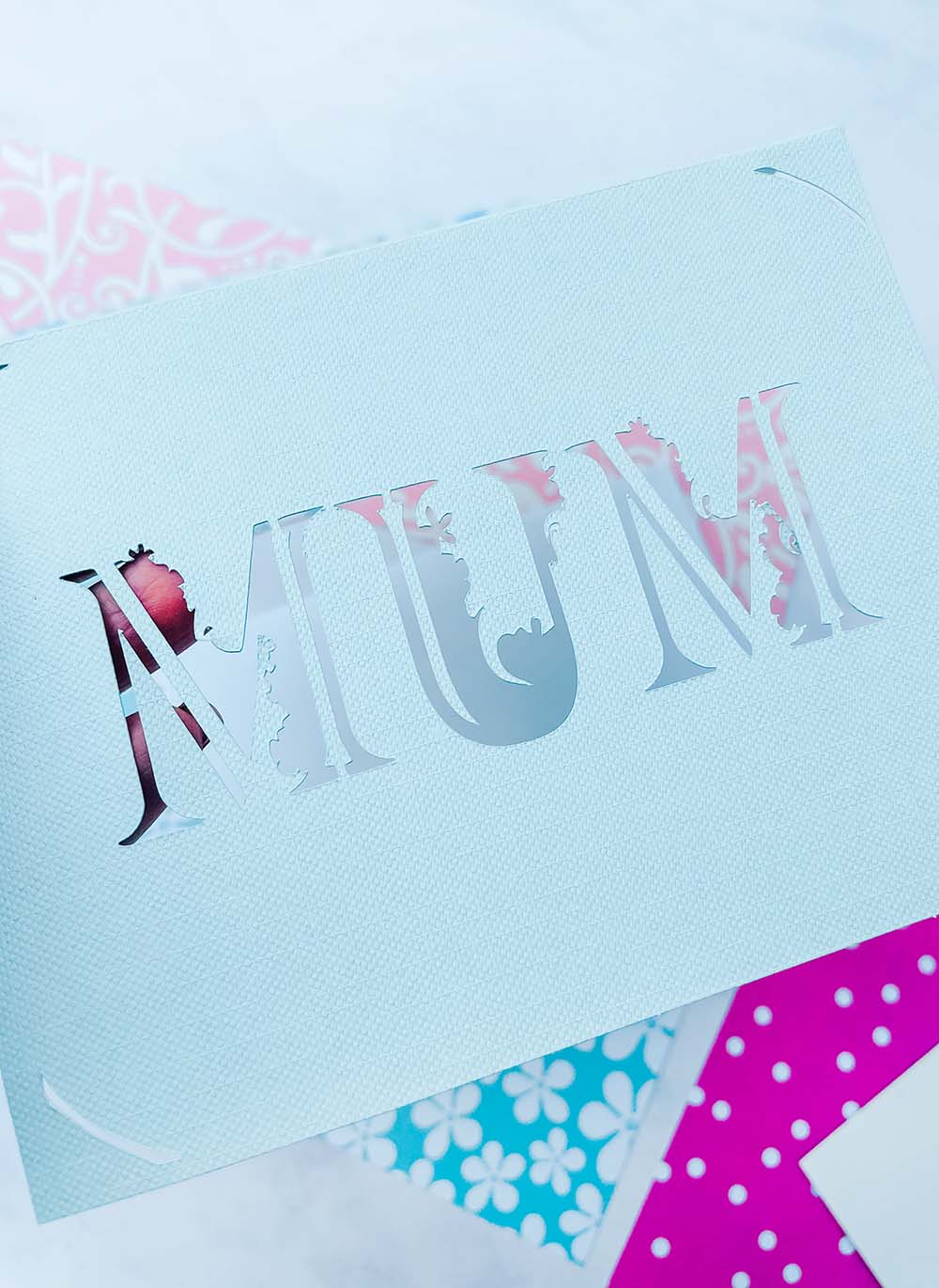 Mothers Day Card without the Backing on it made for the Cricut Joy