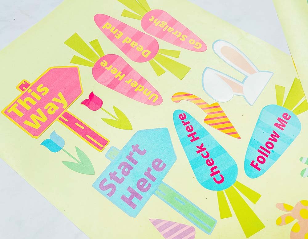 Free Downloadable stickers for Cricut print and cut easter egg hunts