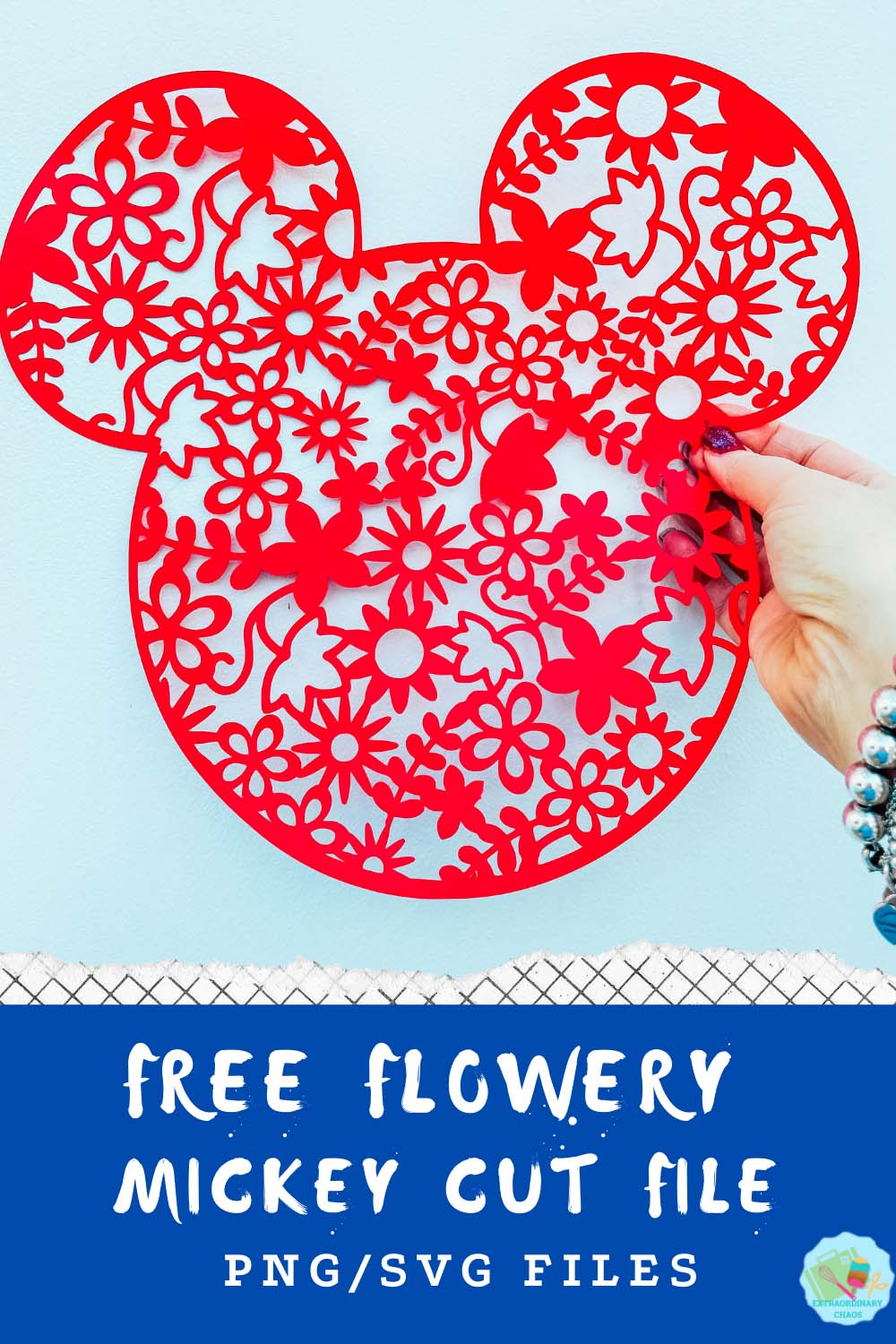 Free downloadable Cricut Free Floral Mickey for Cricut crafts and Silhouette