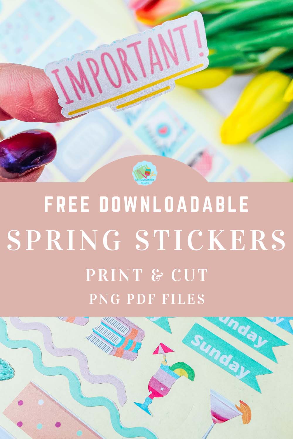 Free downloadable spring stickers to print and cut of cut out by hand