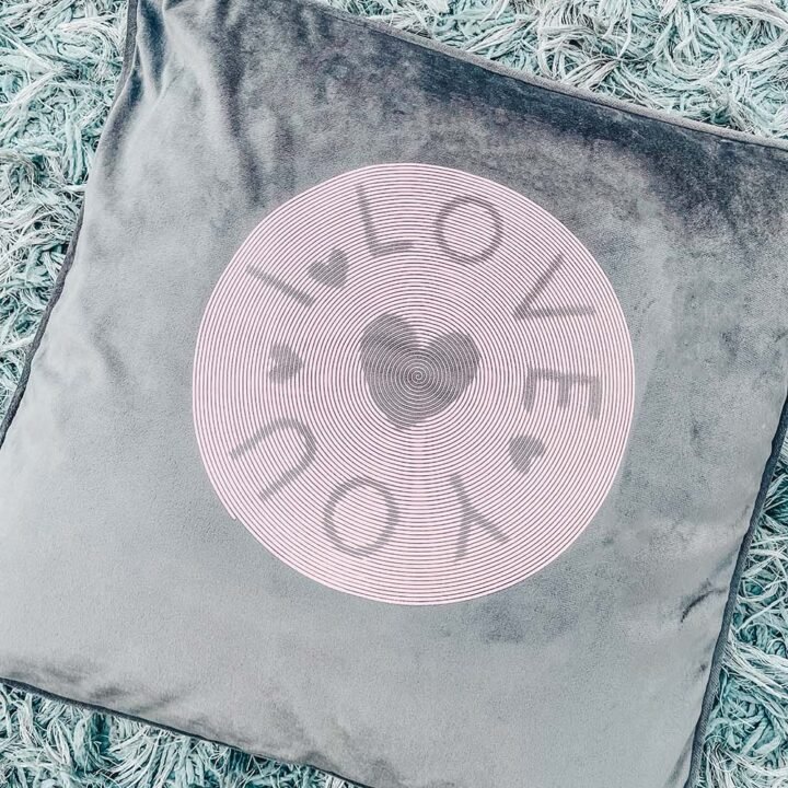 I love you cushion with Spiral Betty