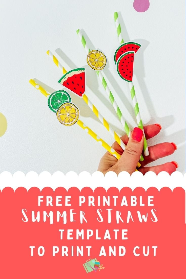 Free Printable Summer Straw Topper Template To Print And Cut On Cricut, Silhouette or Brother  or cut out by hand