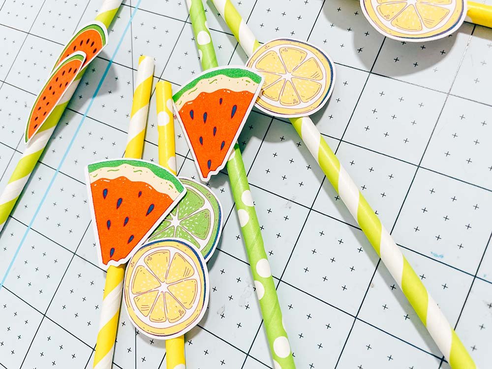 Printable Summer Fruit Straw Topper sheet  for Summer party ideas