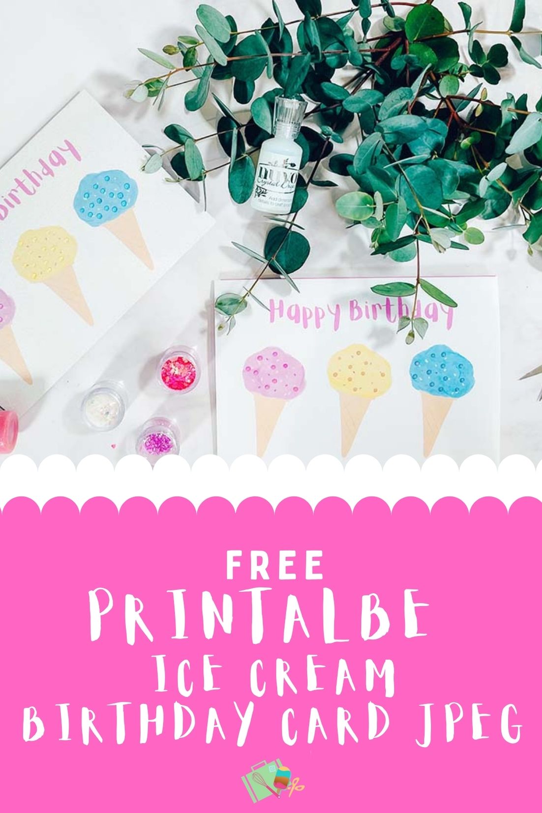 Free printable ice cream birthday card jpeg