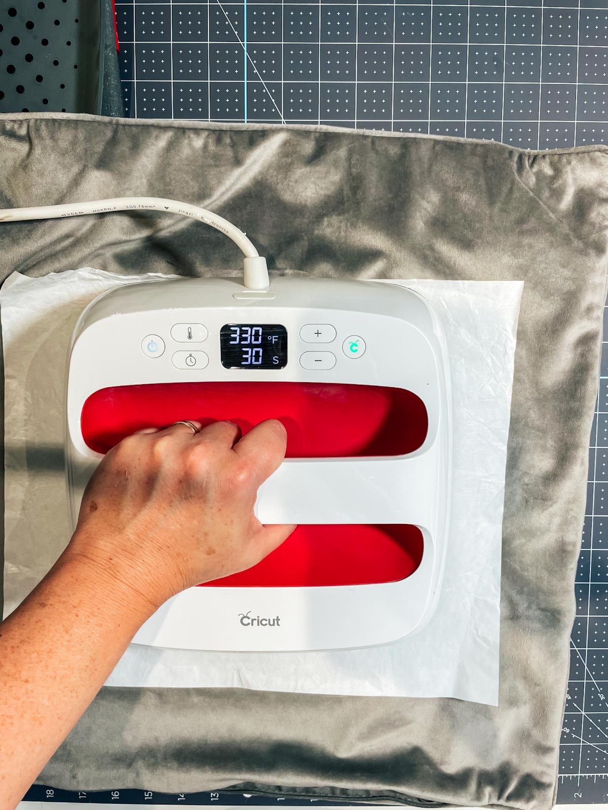 follow the cricut heat guide to use iron on vintyl