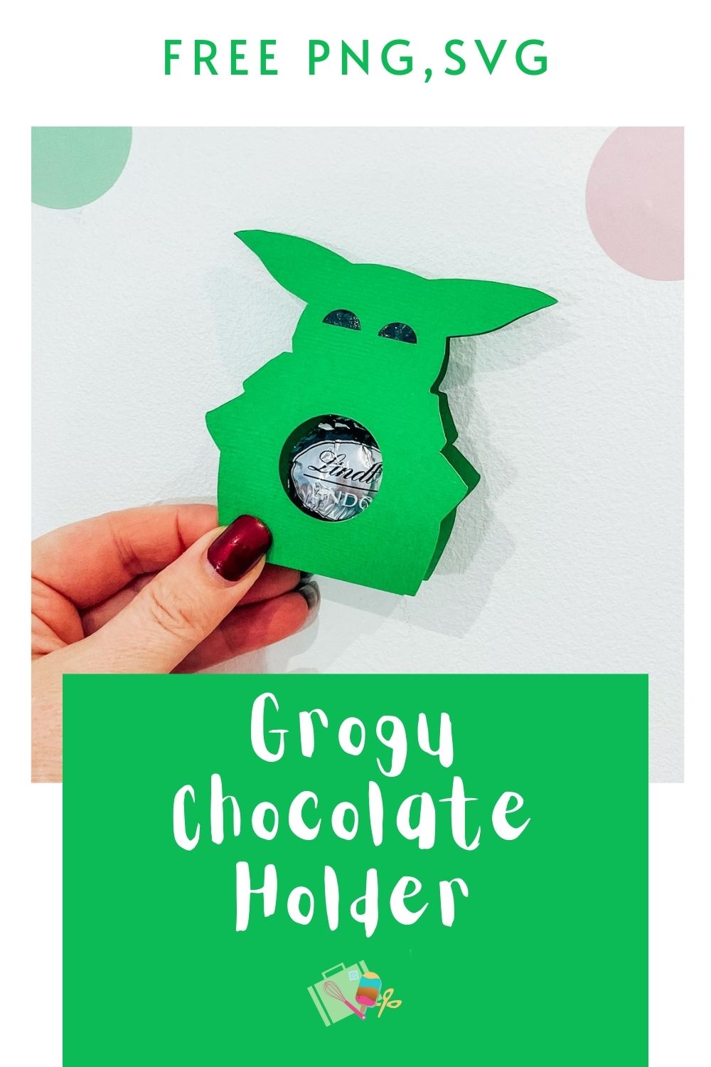 Free Grogu Chocolate Holder PNG SVG For Party Favours and Christmas Treats