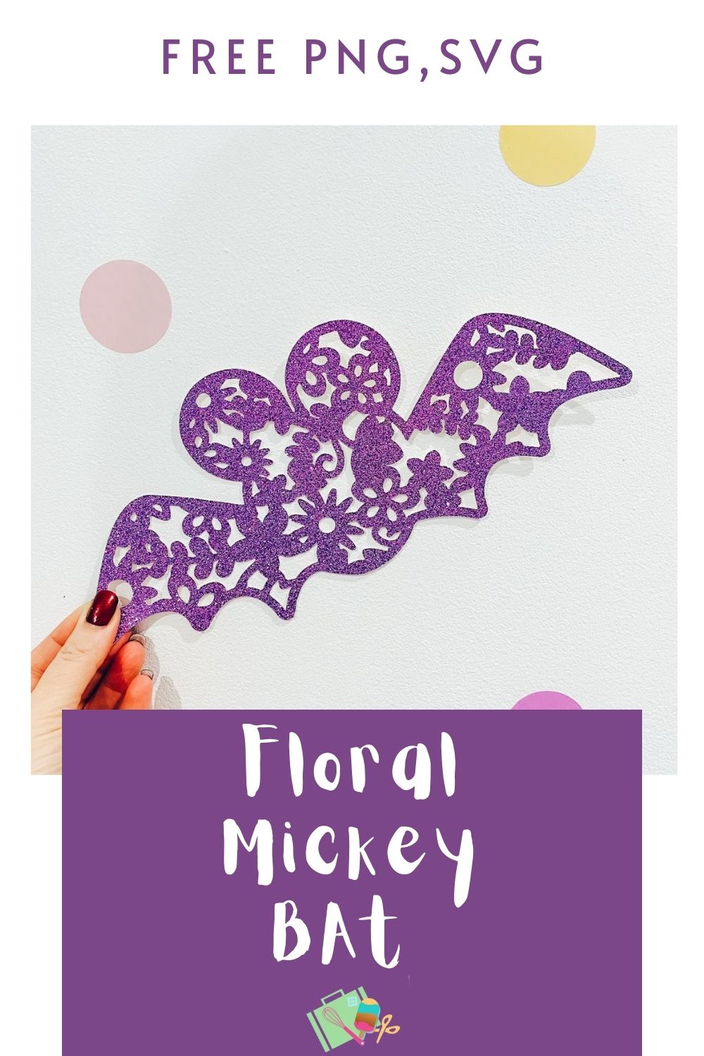 Free Floral Mickey Bat SVG