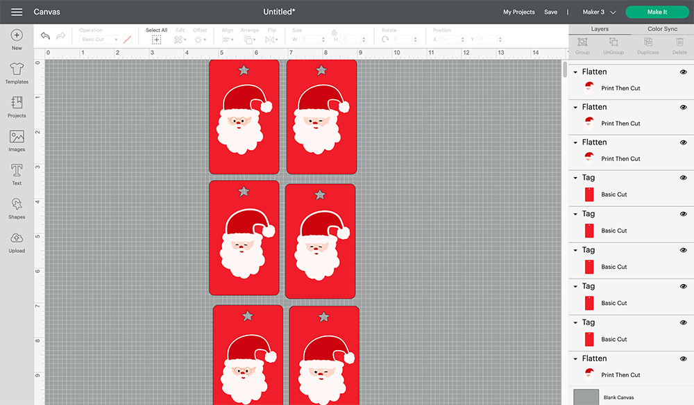 Position your Santas head over the gift tags to get sizing right