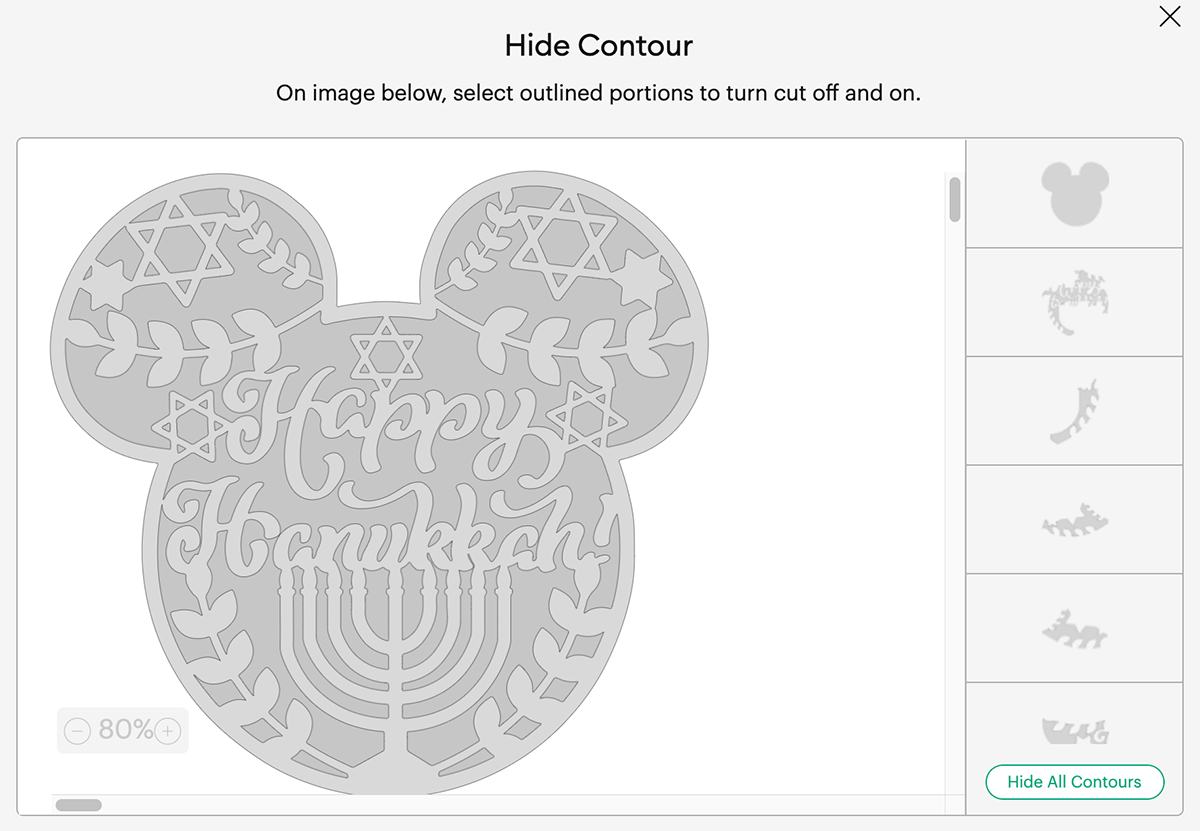 How to hide contours in Cricut Design Space