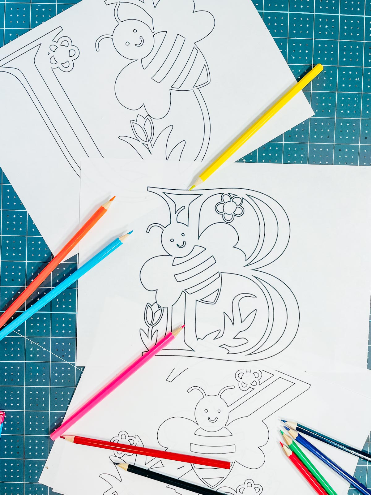 Bumble Bee Alphabet Colouring in Pages
