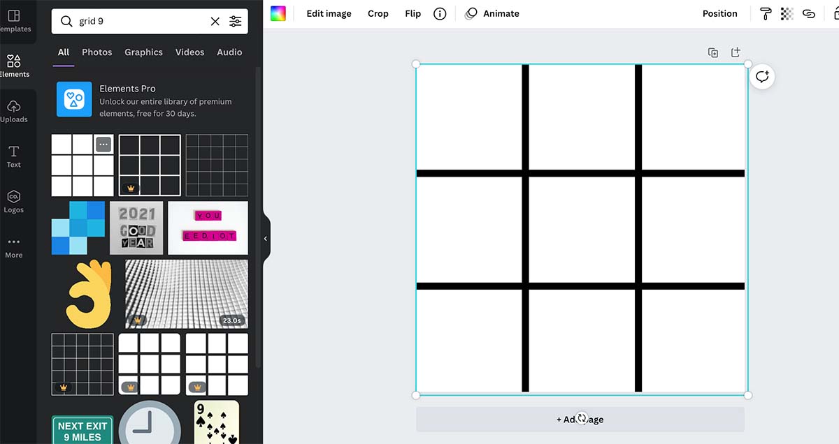 How to add a grid in canva