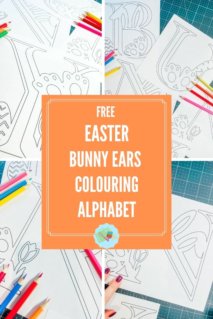 Free Easter Bunny Ears colouring Alphabet