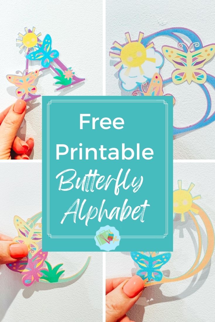 Free printable Butterfly Alphabet PNG Files for print and cut Cricut and Silhouette