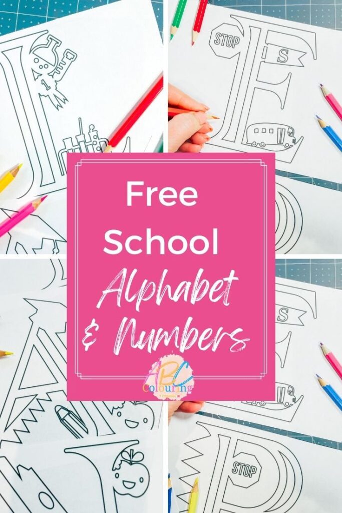 Free ABC School Days Colouring Alphabet and Numbers