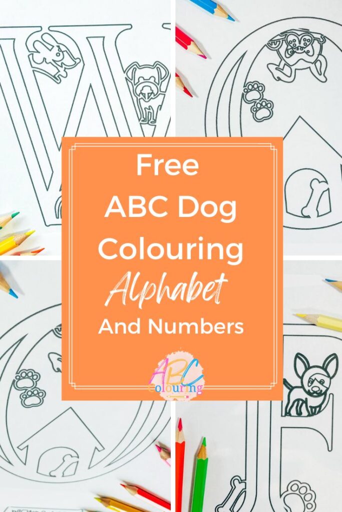 Free Printable ABC Colouring Dog Alphabet and numbers