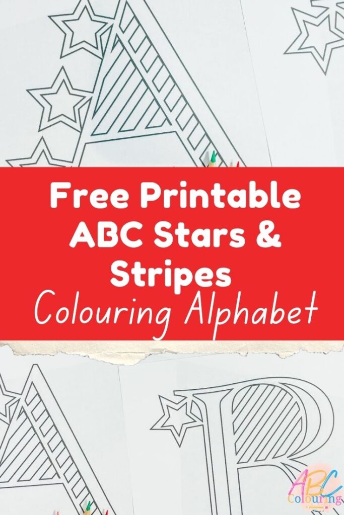 Free Printable ABC Stars and Stripes Alphabet and numbers for colouring and maths games