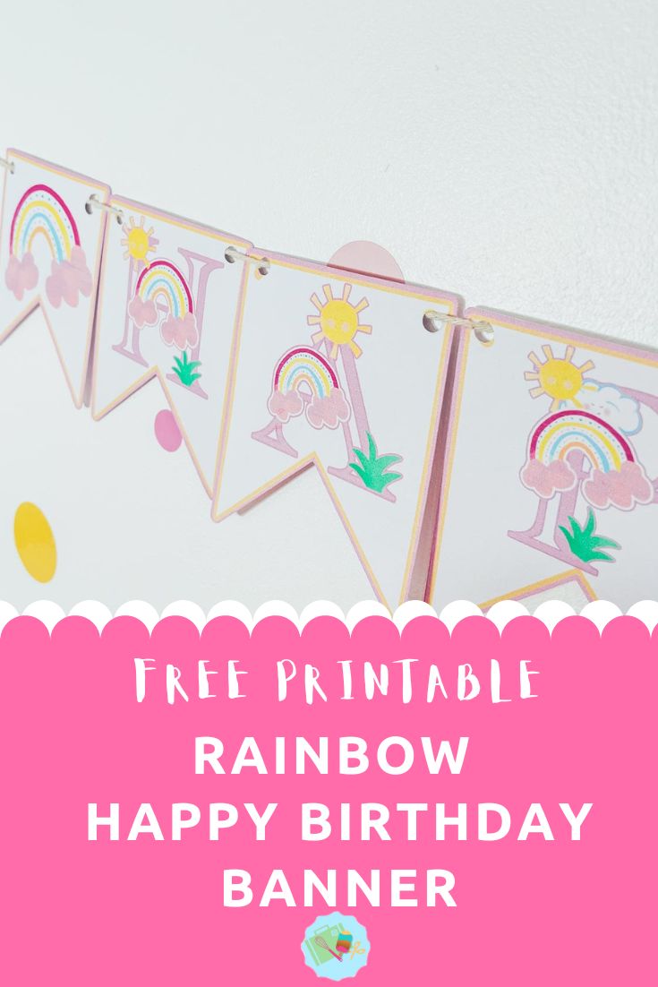 Free Printable Rainbow happy birthday banner download