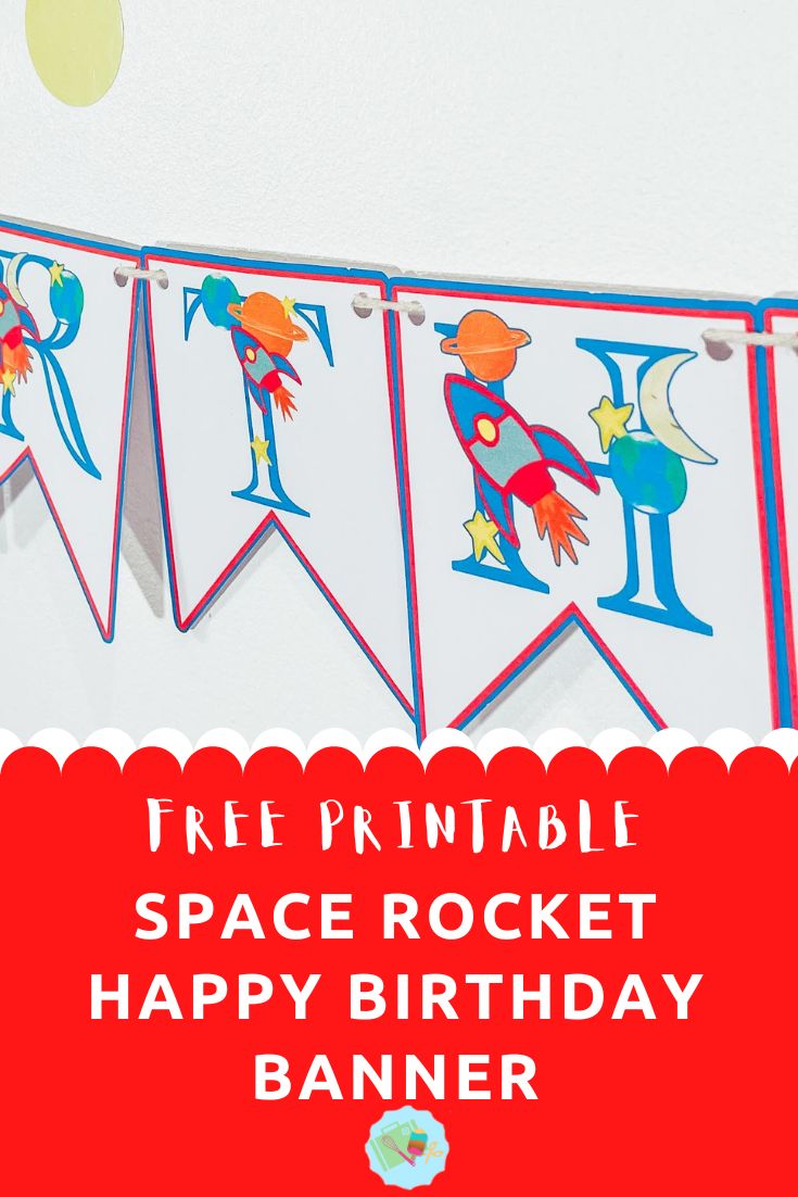 Free Printable Space Rocket Happy Birthday Banner Download