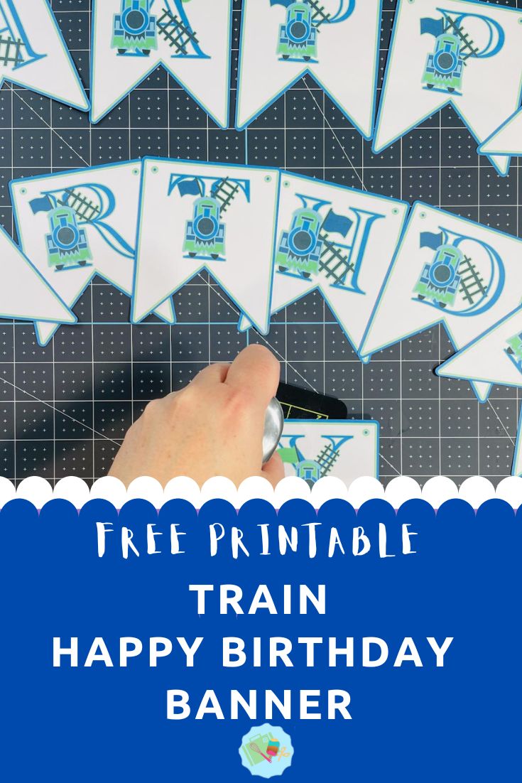 Free Printable Train Happy Birthday Banner To Print off and cut out for train themed parties