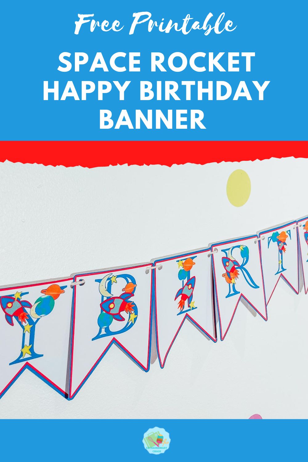Free printable Happy Birthday Space Rocket Banner