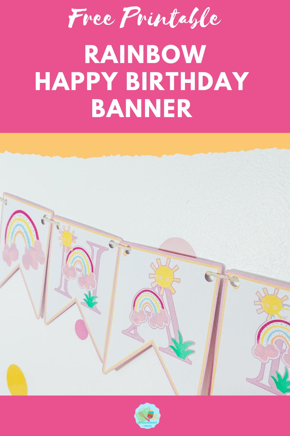 Free printable Rainbow Happy Birthday Banner