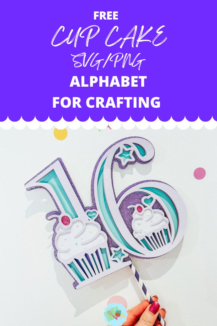 Free SVG PNG Cup Cake Alphabet and numbers for crafting and scrapbooking