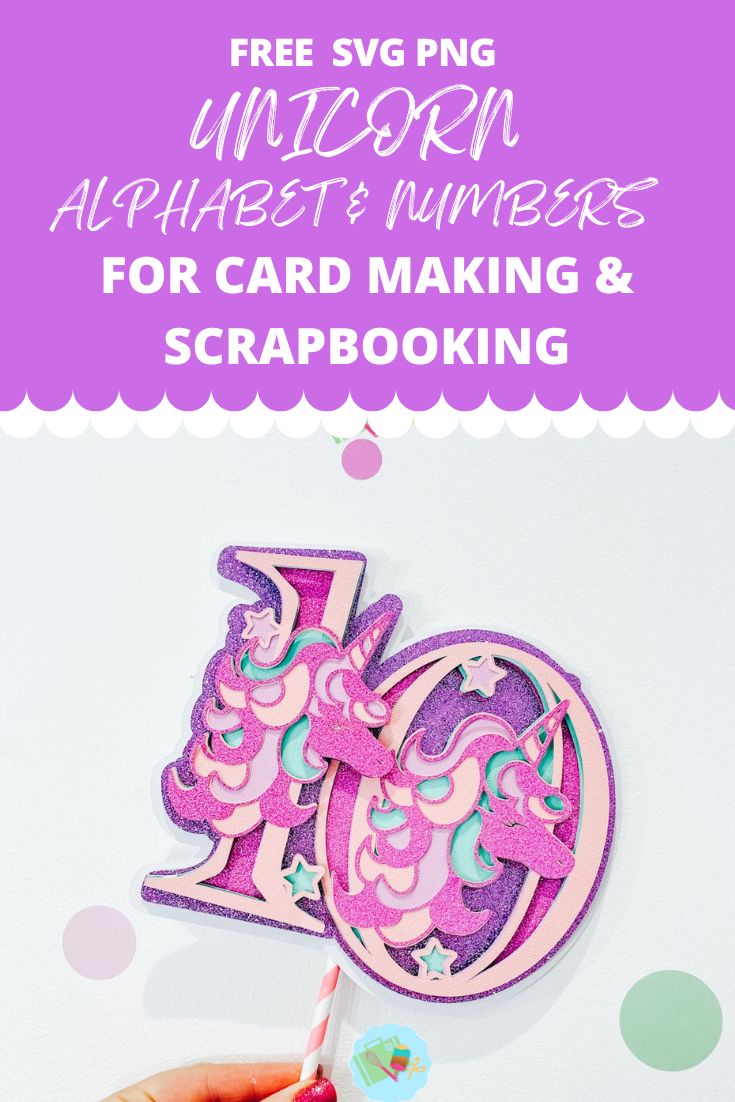 Free SVG PNG Unicorn Letters and number For Card Making & Scrapbooking
