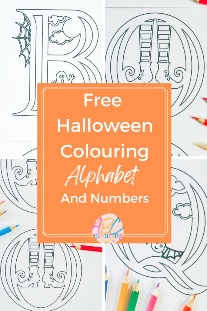 Free ABCD printable Halloween colouring alphabet letters and number