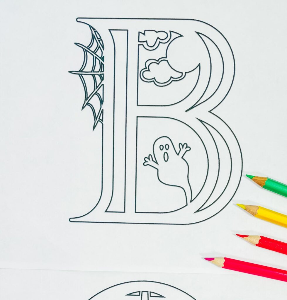 Free. Printable ABC Halloween Colouring Letters and Numbers