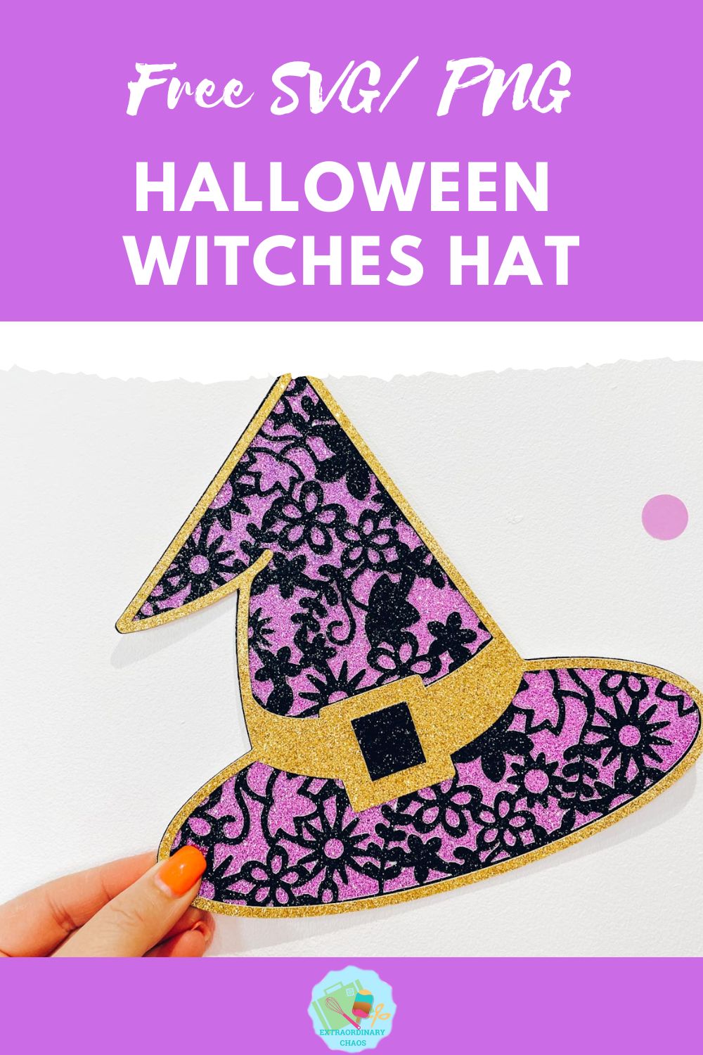 Free Halloween Floral Witches Hat SVG, PNG for Cricut, Glowforge
