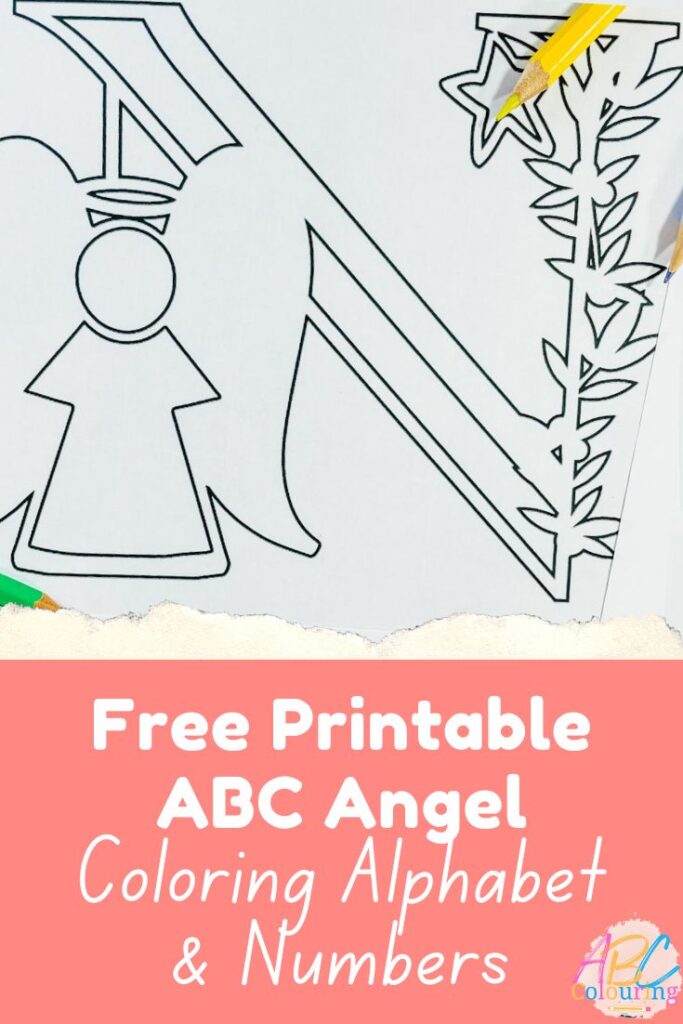 Free Printable ABC Angel Alphabet and numbers for colouring and maths games