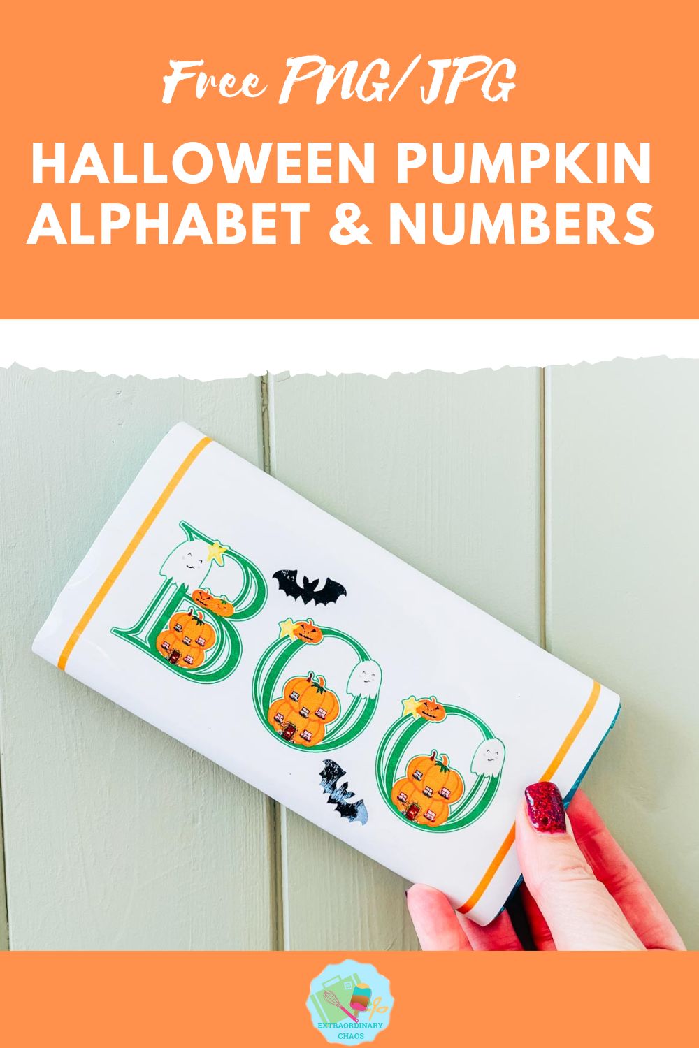 Free Halloween pumpkin printable letters and numbers png and jpg for print and cut