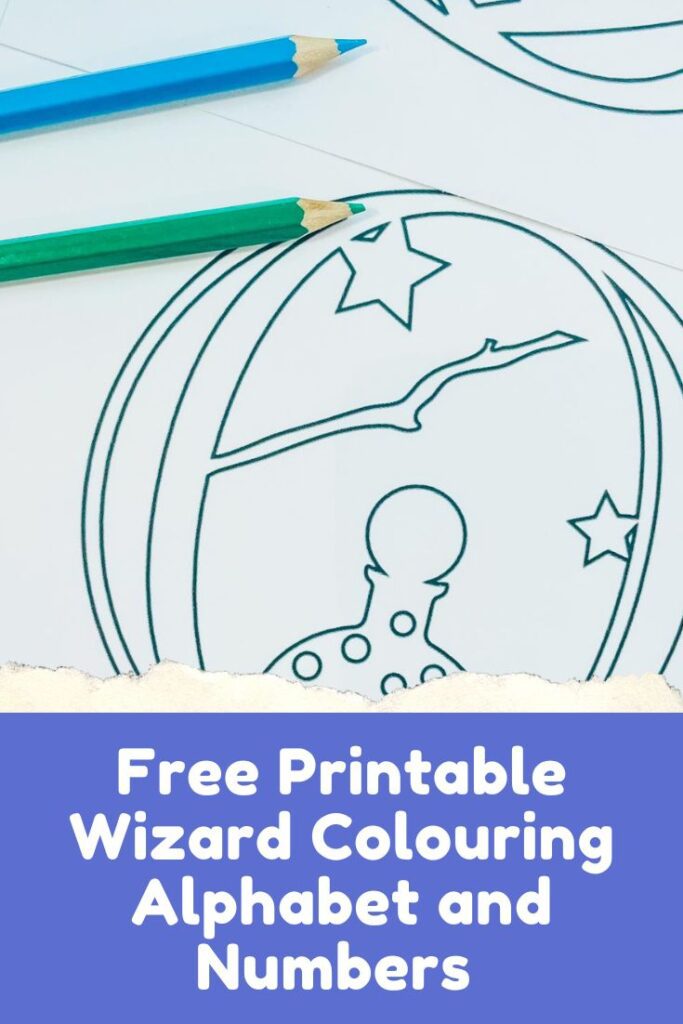 Free Printable ABC Wizard Alphabet and numbers for colouring and maths games