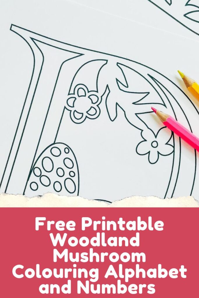 Free Printable ABC Woodland Mushroom Alphabet and numbers for colouring and maths games