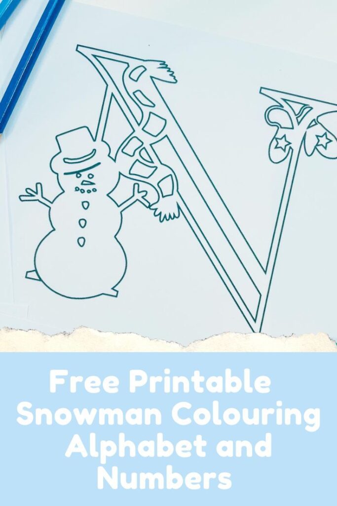 Free Printable ABC Snowman Alphabet and numbers for colouring and maths games