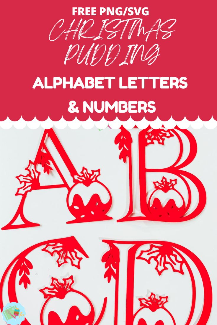 Free SVG Christmas Pudding Alphabet letters and Numbers for Cricut and Silhouette