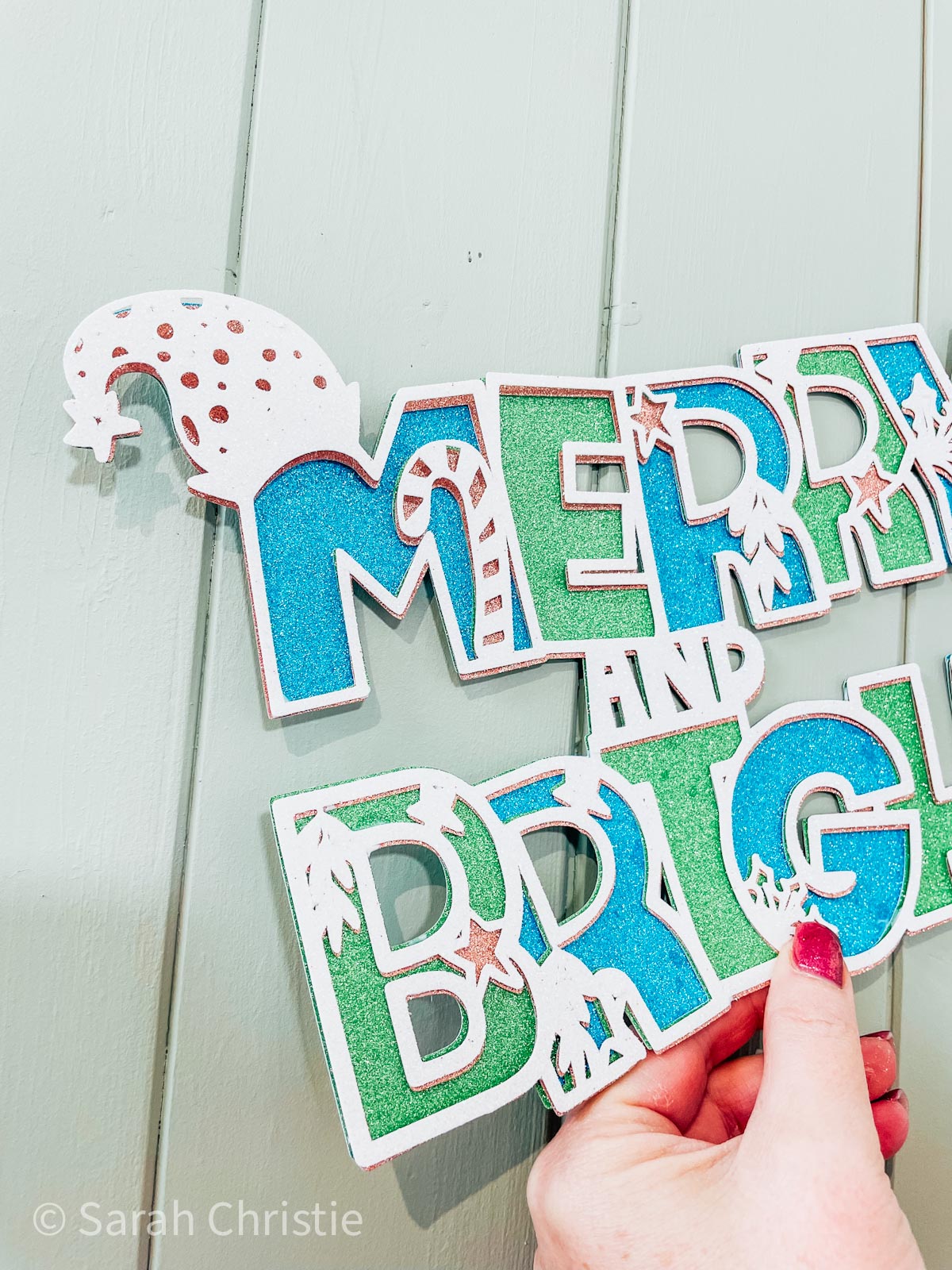 Merry and bright layered Christmas SVG