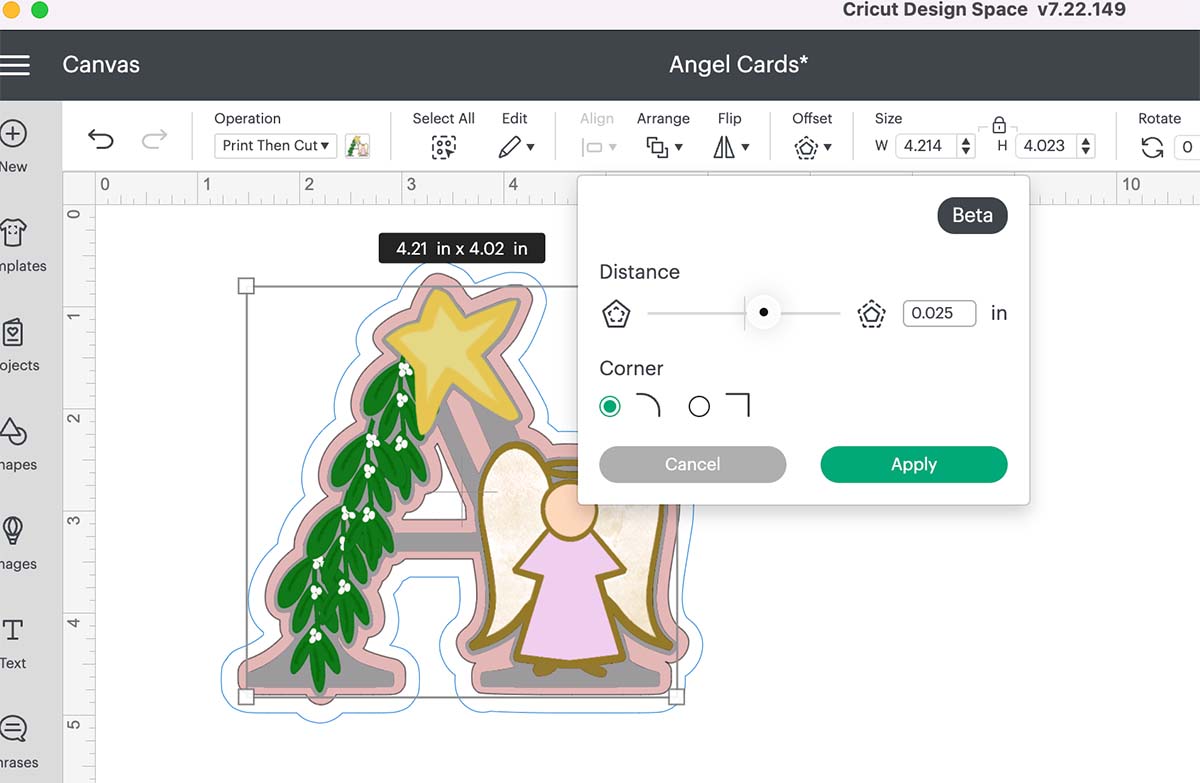 Create an offset on your printable Angel Layer
