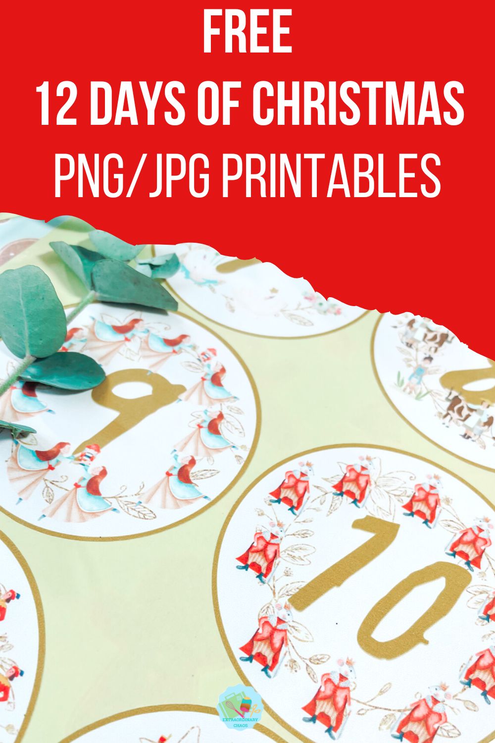 Free 12 Days of Christmas PNG/JPG Printables