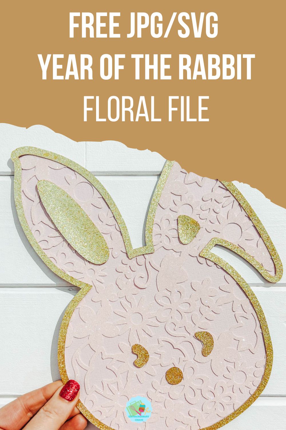 Free JPG SVG Year Of The Rabbit Floral File