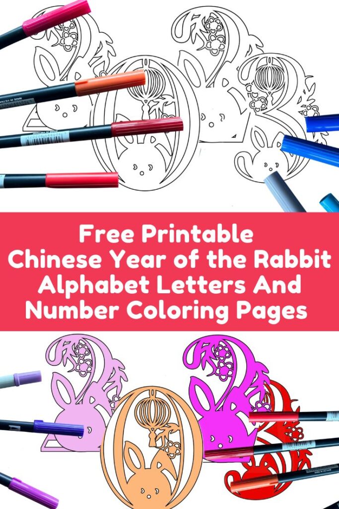 Free Printable Chinese Year of the Rabbit Alphabet Letters And Number Coloring Pages