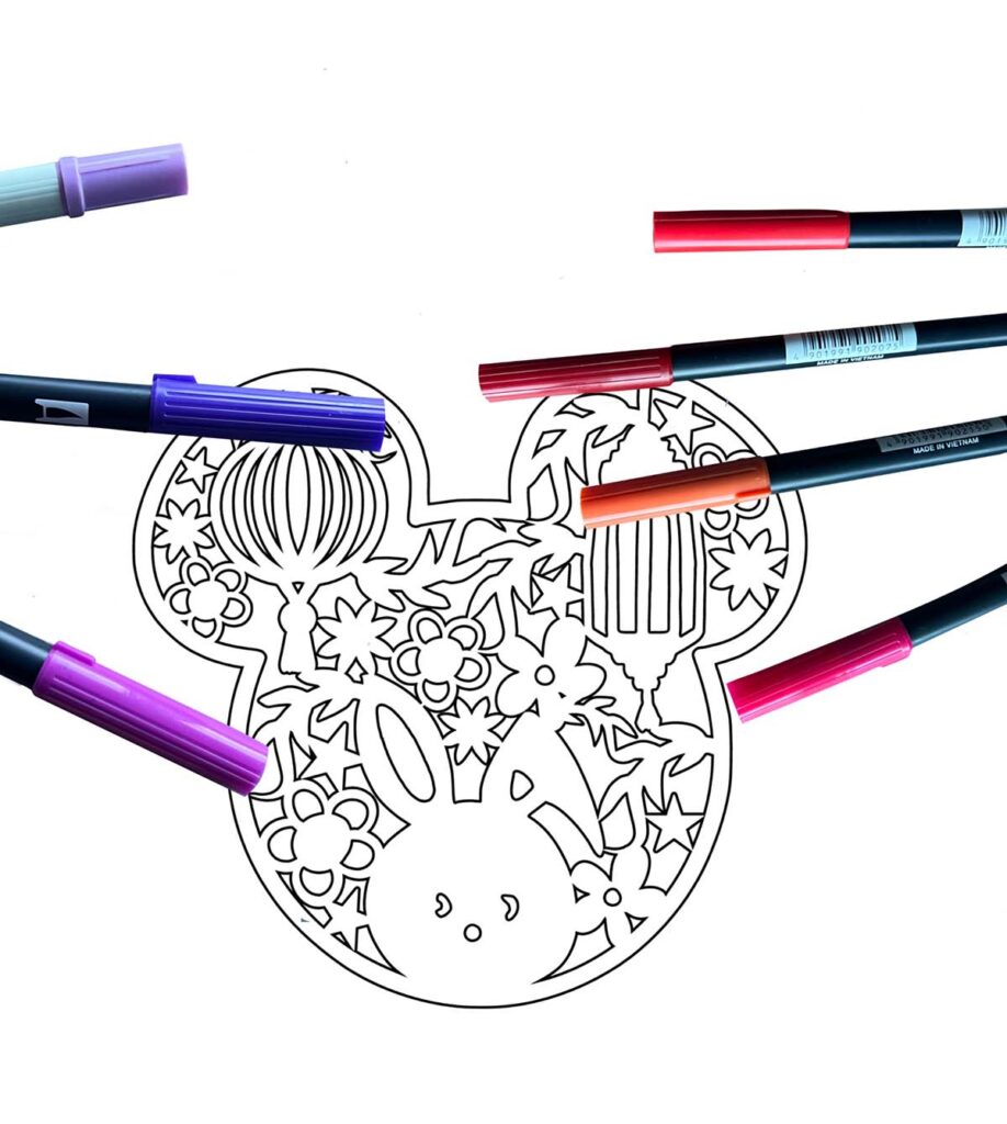 Year Of The Rabbit Mickey Colouring Page by Sarah Christie
