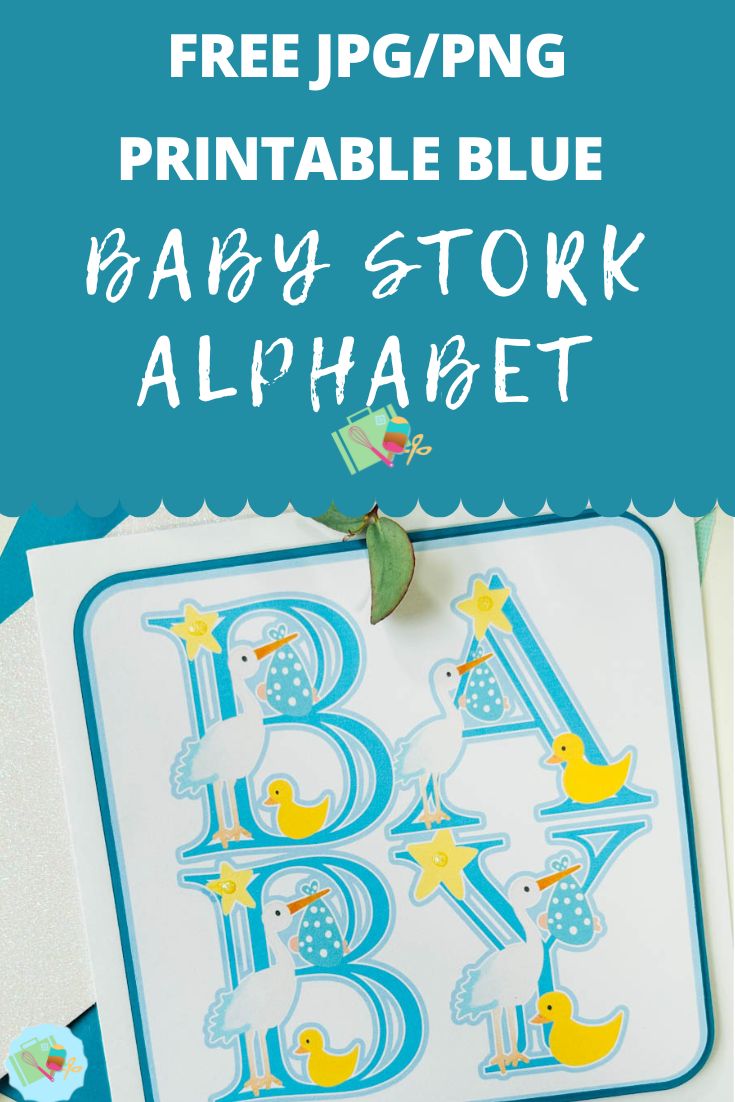 Free JPG PNG Printable Blue Baby Stork Alphabet for print and cut and sublimation