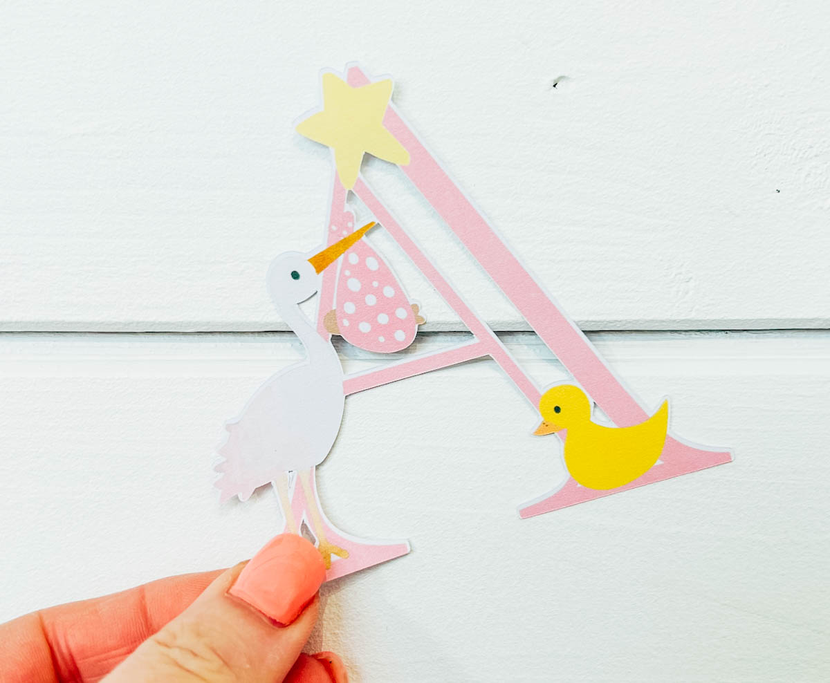 Free Printable Pink Baby Stork Alphabet Letters & Numbers for Silhouette and xTool