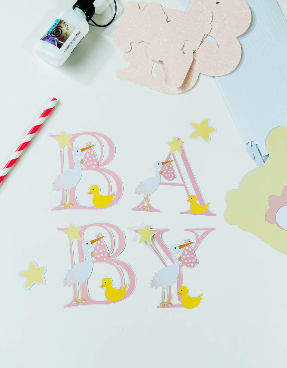 Free Printable Pink Baby Stork Alphabet Letters & Numbers