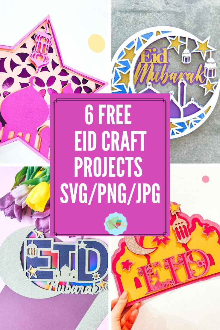 6 Free Eid Craft Projects SVGPNGJPG craft files and coloring files for Cricut Silhouette, Glowforge and xTool